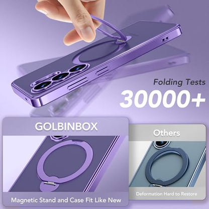 GolbinBox Magnetic for Samsung Galaxy S26 Ultra Case with 360° Spin Stand | [Compatible with MagSafe][Military Drop Protection] Shockproof Galaxy S26 Ultra Phone Cover with Kickstand,Light Purple/Clear - color: Light Purple/Clear