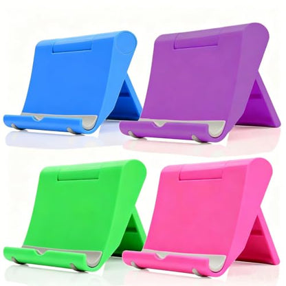 4 Pack Adjustable Desktop Cell Phone Stand for Phones & Tablets - color: Purple+Pink+Blue+Green