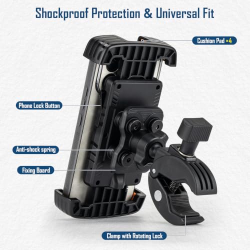 QualyQualy Boat Rail Phone Holder Marine Clamp-On with Sunshade - color: Crab Clamp