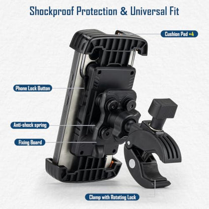 QualyQualy Boat Rail Phone Holder Marine Clamp-On with Sunshade - color: Crab Clamp