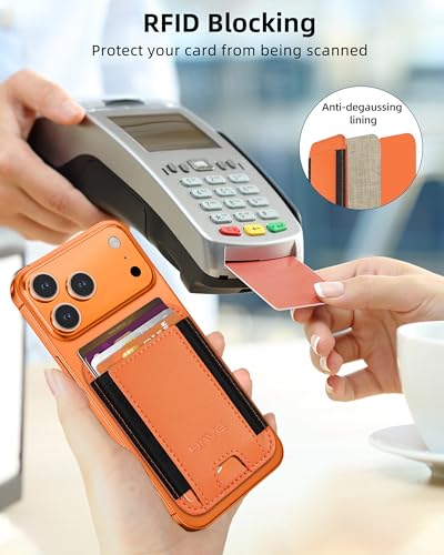 HiWe for MagSafe Wallet, 7 Cards Holder for Phone Case, RFID Blocking - color: Cosmic Orange Wallet - Black Band
