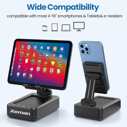 JTEMAN Cell Phone Stand with Bluetooth Speaker,Birthday Gifts for Men Women - color: Black