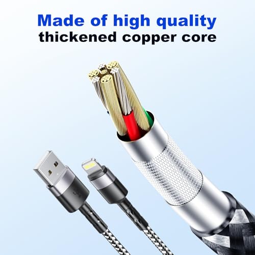 USB to Lightning Cable, 5-Pack [3.3/3.3/6.6/6.6/10FT], Nylon Braided & Data Transfer USB A to Lightning Cord, Compatible with with iPhone 14/13/12/11, iPad, AirPods (USB-A to Lightning)