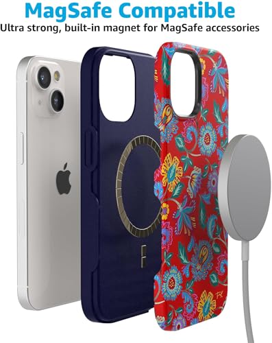 Casely iPhone 15 Plus Case | Painted Flowers | Frida Kahlo Floral | Bold Protective Design | Compatible with MagSafe - color: Frida Kahlo | Painted Flowers | Floral