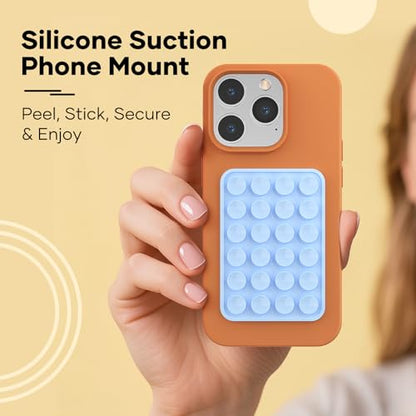 Silicone Phone Sticky Grip, Suction Phone Case Mount for iPhone and Android, Hands-Free Sticky Cell Phone Grip, Mobile Fidget Mirror Holder for Selfies and Videos - color: Baby Blue