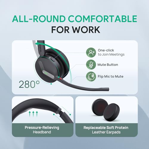 Yealink WH64 Mono DECT & Bluetooth Wireless Headset for Phone PC Cellphone - size: Mono