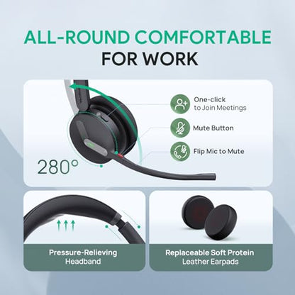 Yealink WH64 Mono DECT & Bluetooth Wireless Headset for Phone PC Cellphone - size: Mono