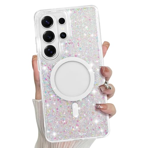 Bonoma for Samsung Galaxy S26 Ultra Case Bling Crystal -Sparkly Glitter | Sparkly Glitter Back, Magnetic Support for MagSafe Shockproof Case, and Clear High-Duty Protection for Phone Case - color: Sparkly, size: Samsung Galaxy S26 Ultra