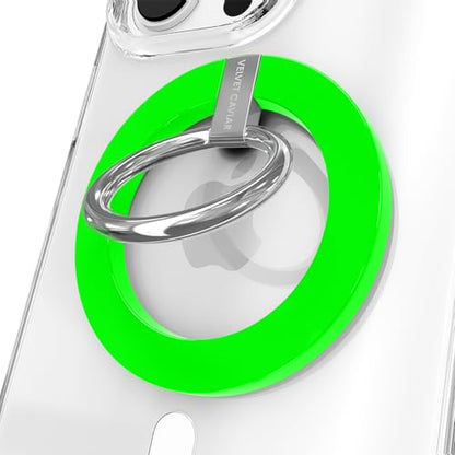 VELVET CAVIAR Compatible with MagSafe Phone Grip - Magnetic Ring Holder with Adjustable Stand - Removable MagSafe Accessories for iPhone 16, 15, 14, 13, 12 (Neon Green) - color: Neon Green
