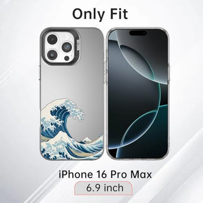 for iPhone 16 Pro Max Case, TPU, Drop Protection, Waves | Matte Silver Back, Shockproof, Fade-resistant, Anti-yellow, Lens Protection, Precise Cutout, Slim grip, Waves - color: Waves, size: iPhone 16 Pro Max