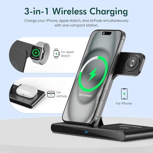 Wireless Charger Fast Charging Station 3 in 1 Charger Stand for Table