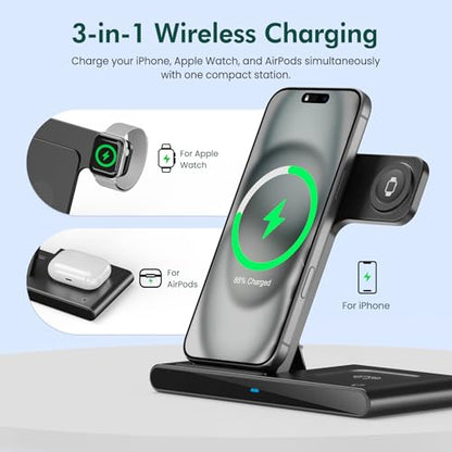 Wireless Charger Fast Charging Station 3 in 1 Charger Stand for Table