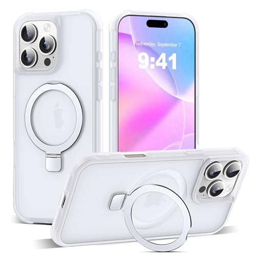 SKYLMW Compatible with iPhone 16 Pro Max Case with Stand,Translucent | iPhone 16 Pro Max Phone Case 6.9",Magnetic Ring Stand,Compatible with MagSafe,Military-Grade Protection,Great Grip Feeling - color: Translucent, size: Iphone 16 Pro Max