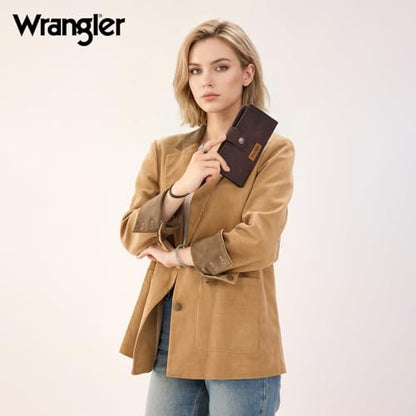 X Wrangler Wallets Women Minimalist Wristlet Wallets, Card Cases & Money Organizers Wallet Bifold with Phone Pocket - color: Coffee