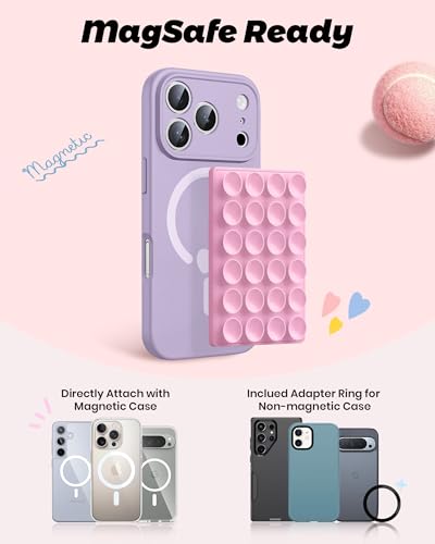 amBand Airplane Travel Essentials Phone Holder, Anti-Slip Magnetic Suction Cup Phone Mount for iPhone Fits Magsafe Attachment, Influencer/Sharer/Content Creator Must Haves for Selfie/Video, Peony Pink - color: Peony Pink
