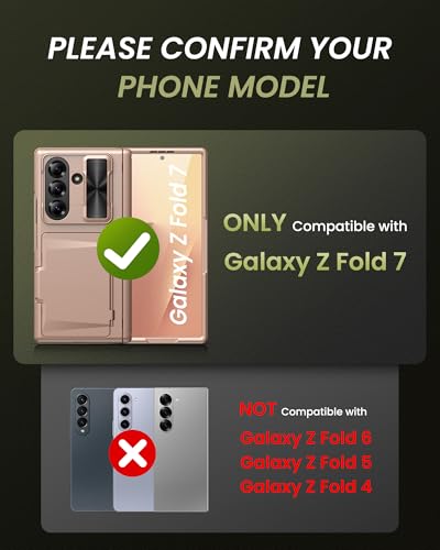 for Samsung Galaxy Z Fold 7 Case, Stand & Card Holder, Rose Gold - color: Rose Gold-Z