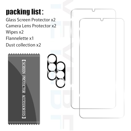 Galaxy A26 HD Clear Tempered Glass Screen Protector + Camera Lens Protectors, [2+2 Pack] [3D Glass] [Anti-Glare] [Bubble-Free] Screen Protector Glass For Samsung Galaxy A26 - size: Galaxy A26