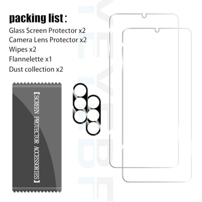 Galaxy A26 HD Clear Tempered Glass Screen Protector + Camera Lens Protectors, [2+2 Pack] [3D Glass] [Anti-Glare] [Bubble-Free] Screen Protector Glass For Samsung Galaxy A26 - size: Galaxy A26