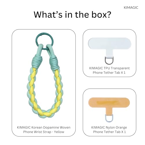 KIMAGIC Korean Dopamine Phone Wrist Strap - Handmade Thickened Phone Lanyard, Anti-Drop Hands-Free Charm - color: 02 Macaron Yellow