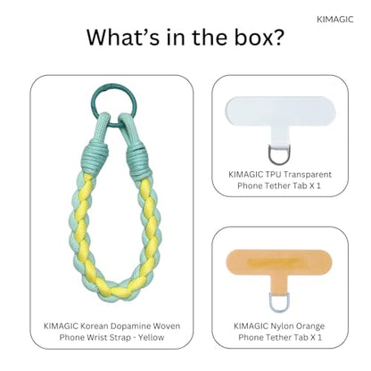 KIMAGIC Korean Dopamine Phone Wrist Strap - Handmade Thickened Phone Lanyard, Anti-Drop Hands-Free Charm - color: 02 Macaron Yellow