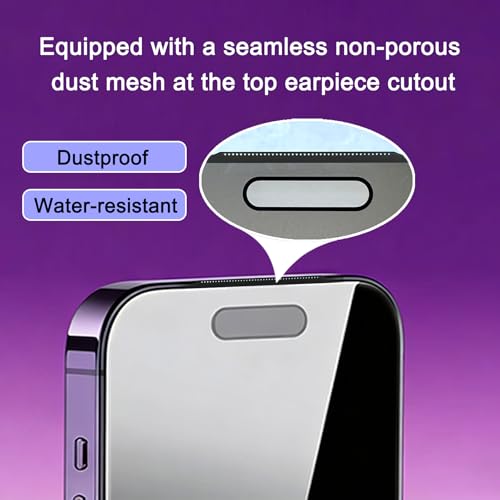 2 Pack 4 Way 360 Degree Privacy Screen Protector for iPhone 17 Pro 6.3", 4 Directions Horizontal and Vertical All Around Anti Spy Tempered Glass Film, Face ID Sensitive - size: for iPhone 17 Pro 6.3"