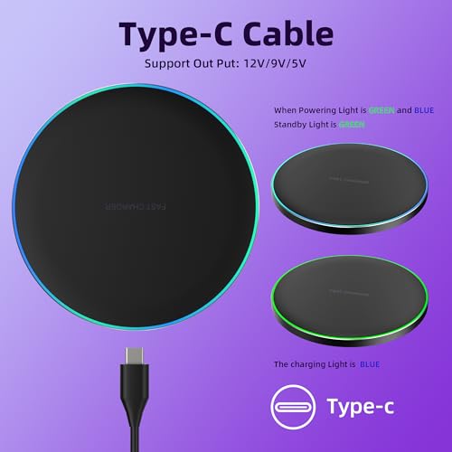 Wireless Charger Compatible with iPhone 18 17 16 15 14 13 12 11 Pro Max/Mini/Plus/XR/X/8, 15W Max Fast Wireless Charging Pad Mat for Samsung Galaxy S23/S22/S21/S20/S10, Galaxy Buds - color: 2 PACK