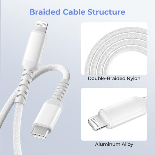 Elebase USB C to Lightning Charger Cable 3.3FT with USB Adapter - color: Straight-White, size: 3.3 FT