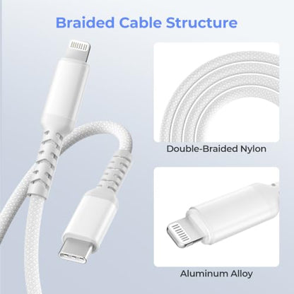 Elebase USB C to Lightning Charger Cable 3.3FT with USB Adapter - color: Straight-White, size: 3.3 FT