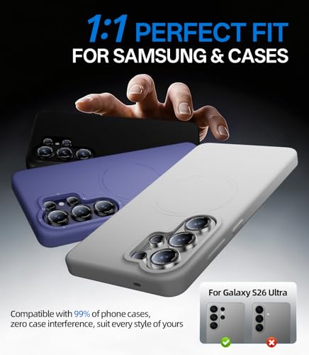 HelloDeere for Samsung Galaxy S26 Ultra Camera Lens Protector, Military-Grade 9H+ Tempered Glass with AR Optical Tech HD Anti-Glare Anti-Scratch Metal Individual Ring Easy Install Case Friendly,Silver - color: S26 Ultra (Silver)