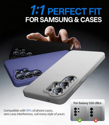 HelloDeere for Samsung Galaxy S26 Ultra Camera Lens Protector, Military-Grade 9H+ Tempered Glass with AR Optical Tech HD Anti-Glare Anti-Scratch Metal Individual Ring Easy Install Case Friendly,Silver - color: S26 Ultra (Silver)