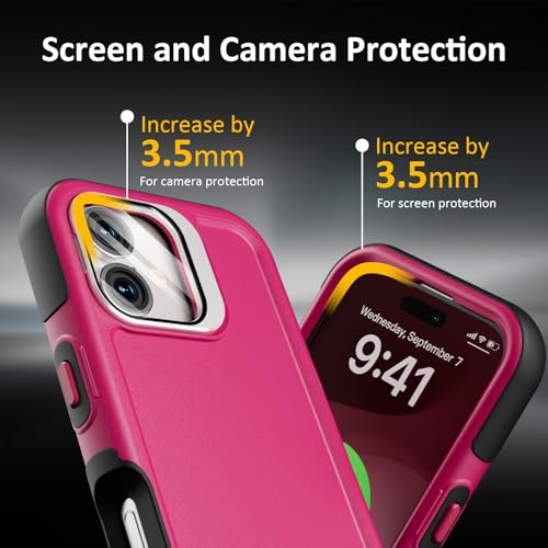 Follaroma Magnetic for iPhone 17 Case with Camera Stand, Hot Pink, 6.3" | Built-in Glass Camera Cover,Compatible with MagSafe,Heavy Duty Shockproof Protective,Military-Grade Anti-DropDual Layer Cover - color: Hot Pink, size: iPhone 17 6.3''