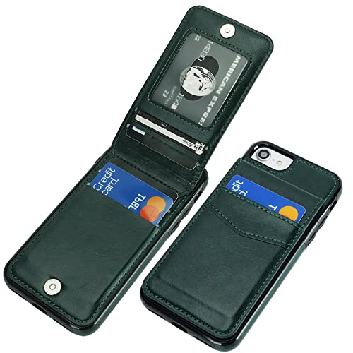 KIHUWEY for iPhone SE/8/7 Wallet Case Card Holder, Dark Green - color: Dark Green