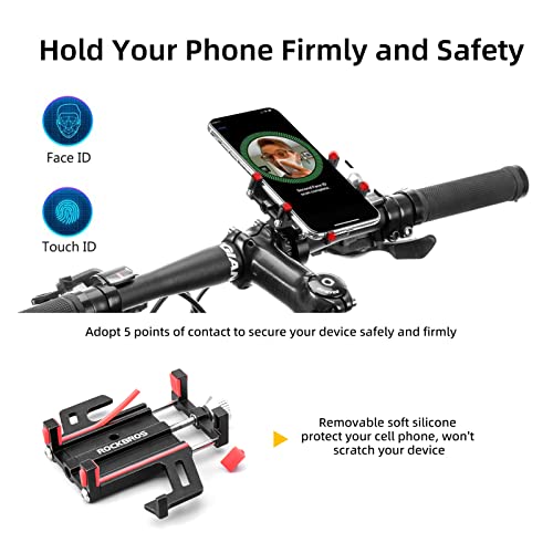 ROCKBROS Bike Phone Holder, Motorcycle Phone Mount,5-Claw Lock Anti-Shake - color: Black