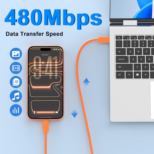 iPhone 17 16 15 Charger Fast Charging 6FT, 20W USB C Charger Block & Cable - color: Orange
