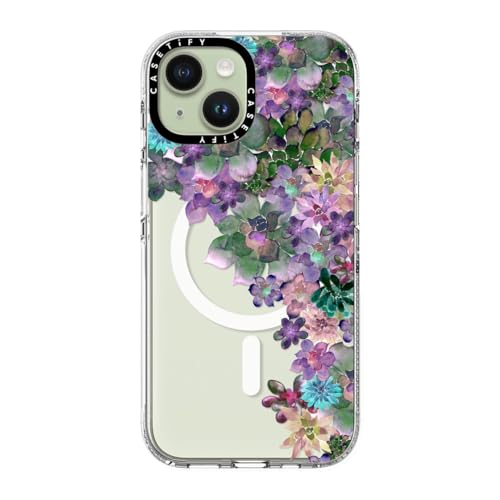 CASETiFY for iPhone 15 Case - Impact Clear Compatible with MagSafe | Not Yellowing | 6.6 ft. 3X Military Grade Drop Protection | MY SUCCULENT GARDEN | Clear - color: MY SUCCULENT GARDEN, size: Iphone 15 (6.1")