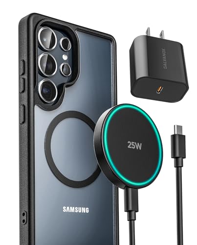 Galvanox Magnetic Wireless Charger for Samsung, 25W Fast Charging Pad with 30W PPS USB-C Wall Adapter, Removable USB-C Cable, LED Charging Indicator, Compatible with Galaxy S Series (10, Feet) - size: 10 FT