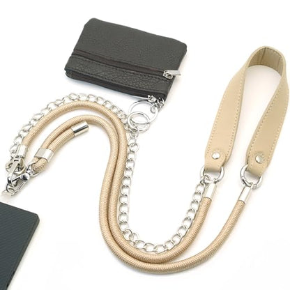 Clip and Go Strap for Phone with Wallet Crossbody, Bling Crystal Phone Strap Crossbody for Hands-Free Style - color: Beige Apricot