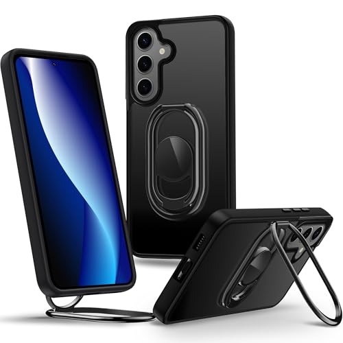 Shields Up for Samsung Galaxy S24 FE Case with Stand, Galaxy S24 FE Case with Double Ring Holder [Adjustable & Foldable] Shockproof Protective Translucent Matte Cover, Frosted Black - color: Frosted Black, size: Galaxy S24 FE