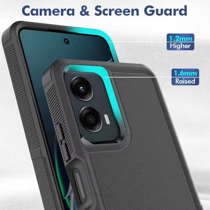 for Moto G 5G 2024 Case Dual Layer Hard Shockproof Protective Case with Tempered Glass Screen Protector Heavy Duty Hybrid Full Body Anti-Scratch Anti-Slip Phone Cover Black - color: Moto G 5G 2024