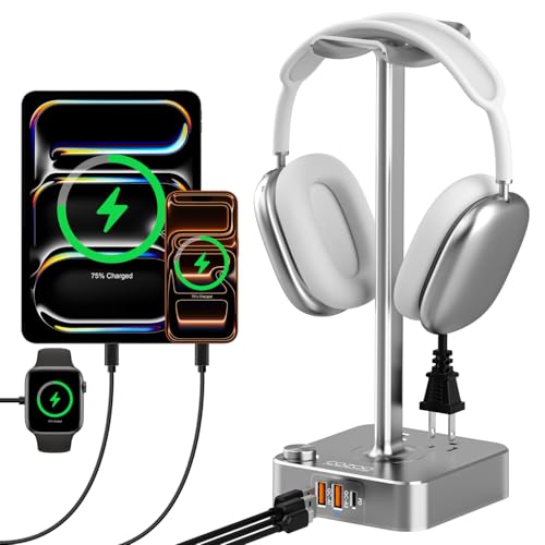 cozoo Headphone Stand with Charger, USB C, Gifts for Gamers Men, Gray - color: Gray