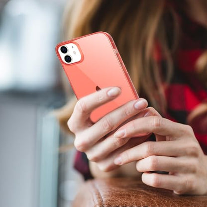 JJGoo Compatible with iPhone 12 Case & 12 Pro Case Clear Soft Transparent Shockproof Protective Slim Thin Bumper Phone Cover for 12 and 12 Pro - 6.1 inch, Clear Red - color: Red