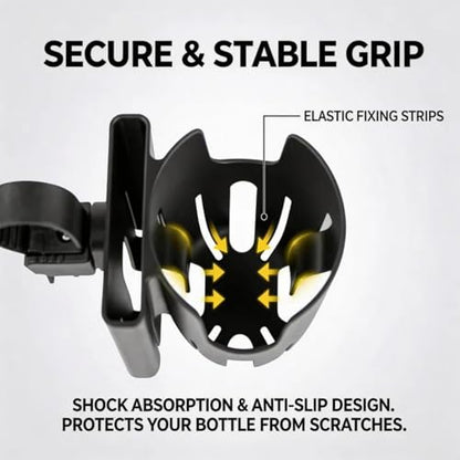 2-in-1 Universal Cup Holder with Phone Holder for Walker Wheelchair Rollator Stroller Bike Mobility Scooter, Adjustable Drink & Cellphone Storage, Easy Zip Tie Mount, Black