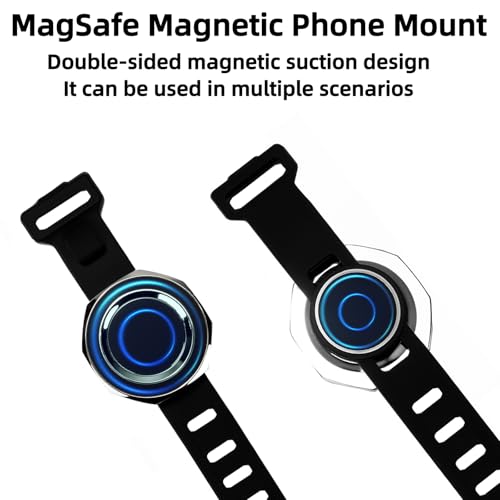 Magnetic Phone Mount with Flexible Bendable Mounting, Compatible with MagSafe, Gym, Steering Wheel, Stroller & Wrist Strap, Universal for iPhone 17/16/15/14/13/12, Treadmill, Shopping Cart