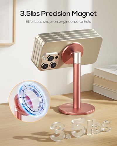 Nulaxy Magnetic Full Aluminum Cell Phone Stand with 360 Rotating, Pink - color: C-Pink