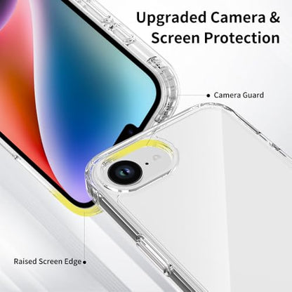 for iPhone 16e Case Crystal Clear Slim Hard Case Hybrid Shockproof Bumper with Tempered Glass Screen Protector Full Body Anti-Yellow Anti-Scratch Phone Protective Cover - color: iPhone 16e