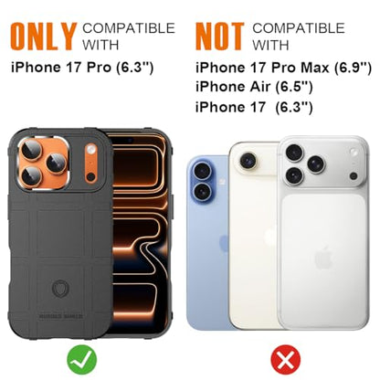 Rugged Shield Compatible with MagSafe Case for iPhone 17 Pro (6.3"), 8ft Military Drop Proof, Wear Resistant Tactical Cover, Dark Black - color: Dark Black-M, size: iPhone 17 Pro