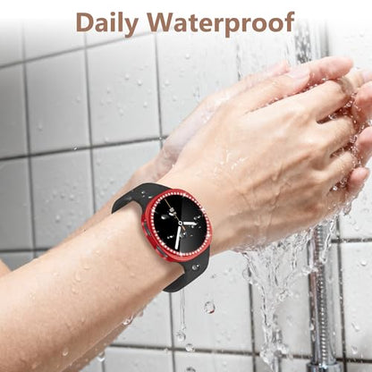 10+4 Pack Bling Case for Samsung Galaxy Watch 9/8 40mm with Tempered Glass Screen Protector, Glitter Diamond Hard PC Scratch Resistant Protective Cover Compatible with Galaxy Watch 9/8 40mm - size: Watch 9/8-40mm