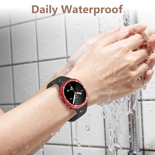 10+4 Pack Bling Case for Samsung Galaxy Watch 9/8 44mm with Tempered Glass Screen Protector, Glitter Diamond Hard PC Scratch Resistant Protective Cover Compatible with Galaxy Watch 9/8 44mm - size: Watch 9/8-44mm