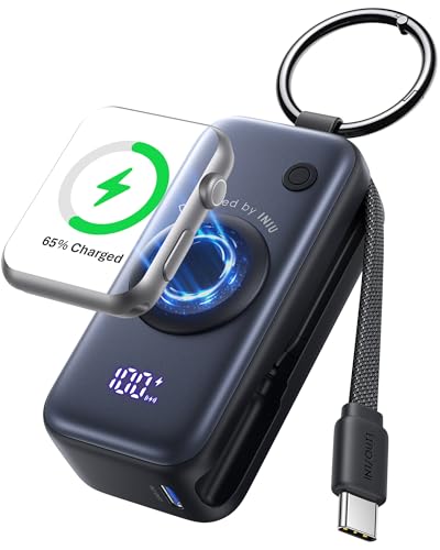 INIU SnapGo Portable Charger, 5000mAh Mini Power Bank for Apple Watch - color: Black