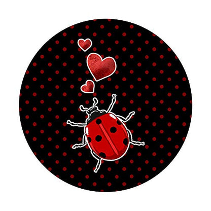 Ladybug Hearts Polka Dots Cute Ladybird Animal Insect Women PopSockets PopGrip: Swappable Grip for Phones & Tablets